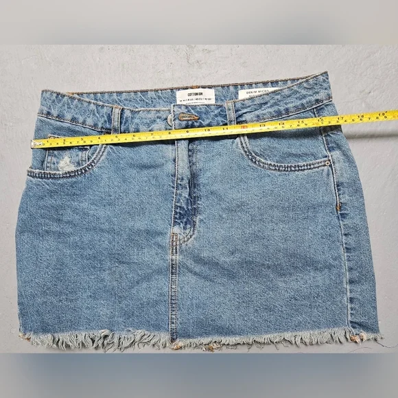 Cotton-On Sz 8 Denim Micro Mini Recycled Cotton Pocket Skirt Preppy Y2K Style . - Picture 6 of 7